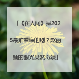 《在人间》是2025最难看懂的剧？赵丽颖的眼光果然毒辣