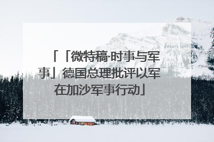 「微特稿·时事与军事」德国总理批评以军在加沙军事行动