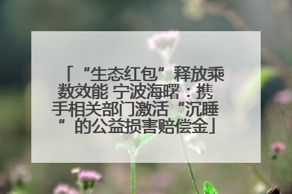 “生态红包”释放乘数效能 宁波海曙：携手相关部门激活“沉睡”的公益损害赔偿金