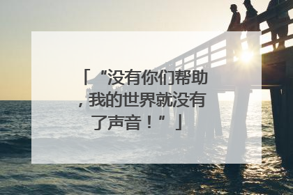 “没有你们帮助，我的世界就没有了声音！”