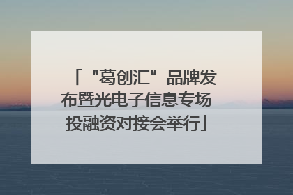 “葛创汇”品牌发布暨光电子信息专场投融资对接会举行