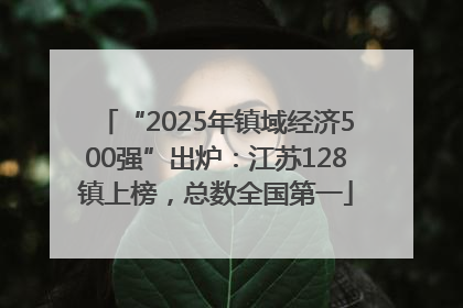 “2025年镇域经济500强”出炉：江苏128镇上榜，总数全国第一