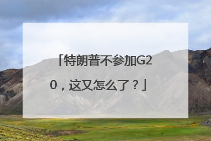 特朗普不参加G20，这又怎么了？