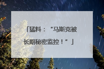 猛料：“马斯克被长期秘密监控！”