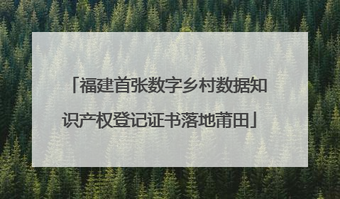 福建首张数字乡村数据知识产权登记证书落地莆田