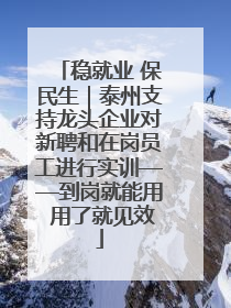 稳就业 保民生｜泰州支持龙头企业对新聘和在岗员工进行实训——到岗就能用 用了就见效