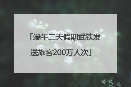 端午三天假期武铁发送旅客200万人次