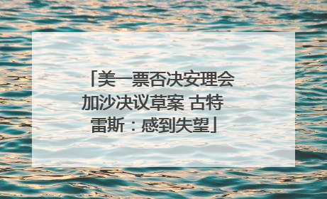 美一票否决安理会加沙决议草案 古特雷斯：感到失望