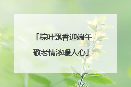 粽叶飘香迎端午 敬老情浓暖人心
