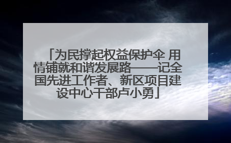 为民撑起权益保护伞 用情铺就和谐发展路——记全国先进工作者、新区项目建设中心干部卢小勇