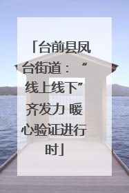 台前县凤台街道：“线上线下”齐发力 暖心验证进行时