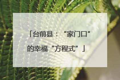 台前县：“家门口”的幸福“方程式”