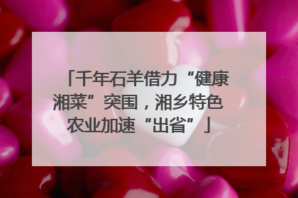 千年石羊借力“健康湘菜”突围，湘乡特色农业加速“出省”