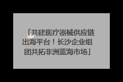 共建医疗器械供应链出海平台！长沙企业组团共拓非洲蓝海市场