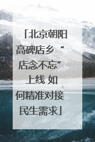 北京朝阳高碑店乡“店念不忘” 上线 如何精准对接民生需求