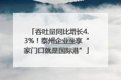 吞吐量同比增长4.3%！泰州企业坐享“家门口就是国际港”