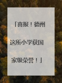 喜报！德州这所小学获国家级荣誉！
