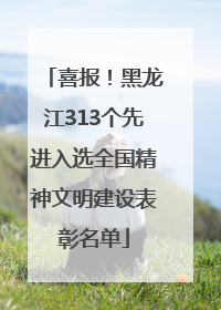 喜报！黑龙江313个先进入选全国精神文明建设表彰名单