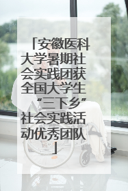 安徽医科大学暑期社会实践团获全国大学生“三下乡”社会实践活动优秀团队