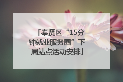奉贤区“15分钟就业服务圈”下周站点活动安排