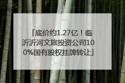 底价约1.27亿！临沂沂河文旅投资公司100%国有股权挂牌转让