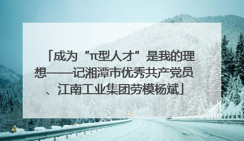 成为“π型人才”是我的理想——记湘潭市优秀共产党员、江南工业集团劳模杨斌