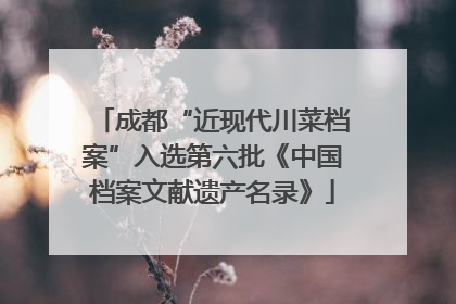 成都“近现代川菜档案”入选第六批《中国档案文献遗产名录》