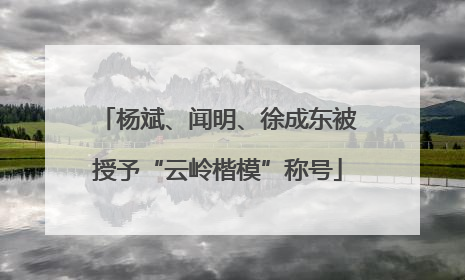 杨斌、闻明、徐成东被授予“云岭楷模”称号