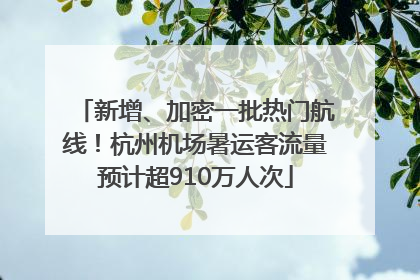 新增、加密一批热门航线！杭州机场暑运客流量预计超910万人次