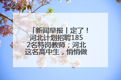 新闻早报丨定了！河北计划招聘1852名特岗教师；河北这名高中生，悄悄做了件超酷的事>>