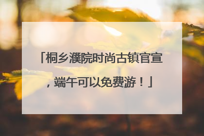 桐乡濮院时尚古镇官宣，端午可以免费游！
