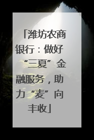 潍坊农商银行：做好“三夏”金融服务，助力“麦”向丰收