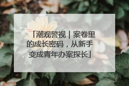 潮观警视｜案卷里的成长密码，从新手变成青年办案探长