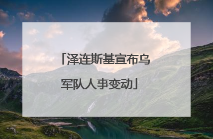 泽连斯基宣布乌军队人事变动