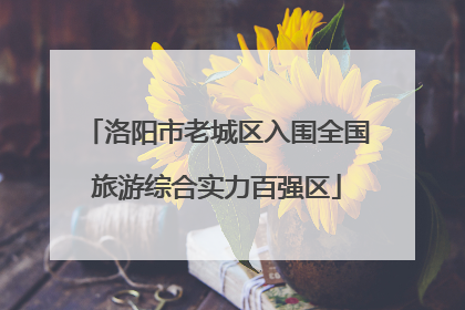 洛阳市老城区入围全国旅游综合实力百强区