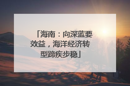 海南：向深蓝要效益，海洋经济转型蹄疾步稳