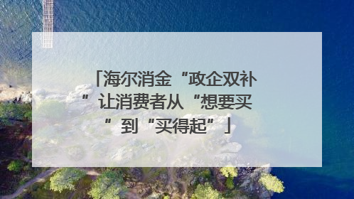 海尔消金“政企双补”让消费者从“想要买”到“买得起”