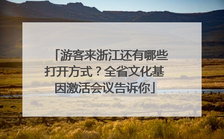 游客来浙江还有哪些打开方式？全省文化基因激活会议告诉你