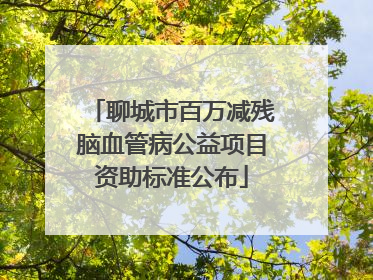聊城市百万减残脑血管病公益项目资助标准公布