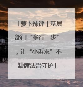萝卜辣评｜基层部门“多行一步”，让“小诉求”不缺席法治守护