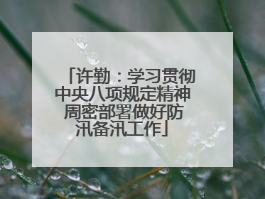 许勤：学习贯彻中央八项规定精神 周密部署做好防汛备汛工作
