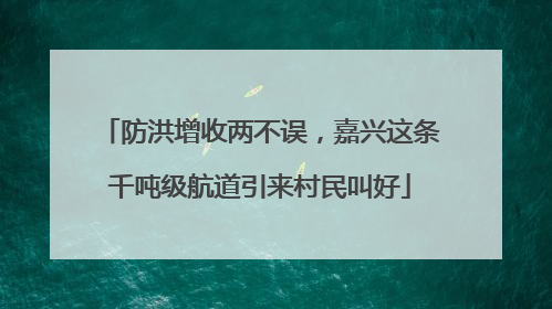 防洪增收两不误，嘉兴这条千吨级航道引来村民叫好