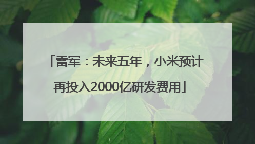雷军：未来五年，小米预计再投入2000亿研发费用