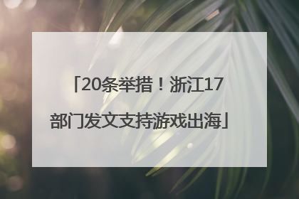 20条举措！浙江17部门发文支持游戏出海