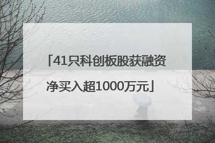 41只科创板股获融资净买入超1000万元