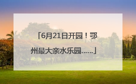 6月21日开园！鄂州最大亲水乐园……